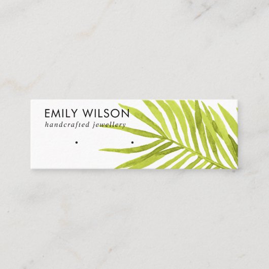 緑の熱帯性ヤシ動物耳輪スタッドディスプレイ スキニー名刺 (正面)
