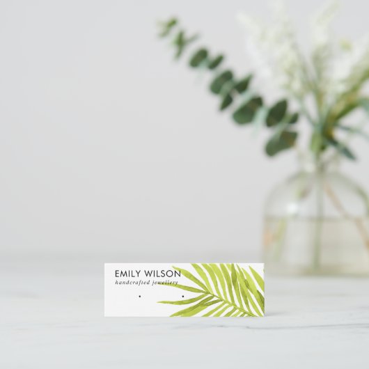 緑の熱帯性ヤシ動物耳輪スタッドディスプレイ スキニー名刺 (スタンド正面)