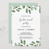 緑の熱帯性ユーカリ性の性発現パーティー 招待状 (正面/裏面)