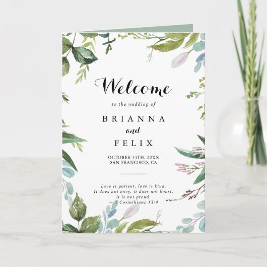 緑の熱帯書道が折り畳ま結婚れた プログラム (正面)