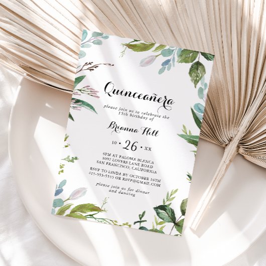 緑の熱帯書道モダンクインセアニラ 招待状