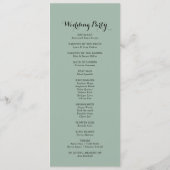 緑の熱帯書道結婚式 プログラム (裏面)