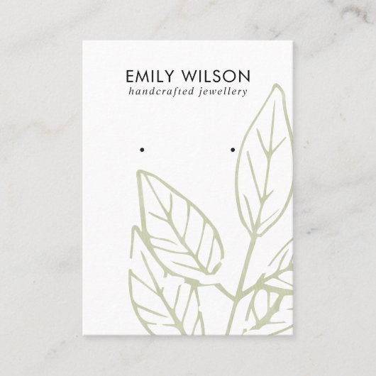 緑の熱帯植物相イヤリングスタッドディスプレイブ 名刺 (正面)