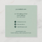 緑の熱帯水色のヘアメイクアップロゴ スクエア名刺 (裏面)