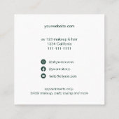 緑の熱帯水色のヘアメイクアップロゴ スクエア名刺 (裏面)