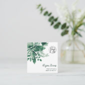 緑の熱帯水色のヘアメイクアップロゴ スクエア名刺 (スタンド正面)
