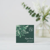 緑の熱帯水色のヘアメイクアップロゴ スクエア名刺 (スタンド正面)