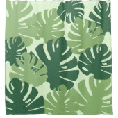 緑の熱帯自然葉モンステラパターン シャワーカーテン (正面)