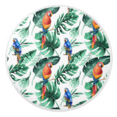 緑の熱帯葉のと鳥の夏の島 セラミックノブ (正面)