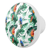 緑の熱帯葉のと鳥の夏の島 セラミックノブ (右)