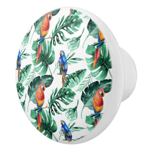 緑の熱帯葉のと鳥の夏の島 セラミックノブ (右)