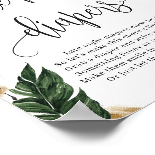 緑の熱帯葉のは深夜寝用の看板 ポスター (角)