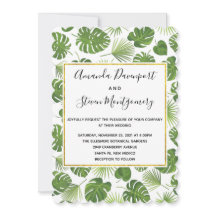 緑の熱帯葉のパタスタイリッシュン結婚ズ