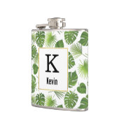 緑の熱帯葉のパターフェイクン(金ゴールド枠) フラスク (左)