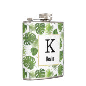 緑の熱帯葉のパターフェイクン(金ゴールド枠) フラスク (右)