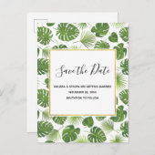 緑の熱帯葉のパターンのクラス日付を保存 インビテーションポストカード (正面/裏面)