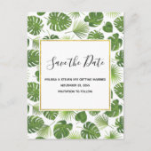 緑の熱帯葉のパターンのクラス日付を保存 インビテーションポストカード (正面)