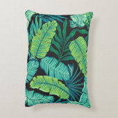 緑の熱帯葉のヴィンテージ：パターン。 アクセントクッション (裏面(縦))