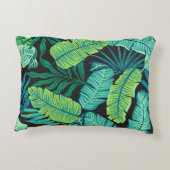 緑の熱帯葉のヴィンテージ：パターン。 アクセントクッション (裏面)