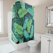 緑の熱帯葉のヴィンテージ:パターン。 シャワーカーテン (インサイチュ)