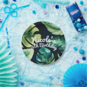 緑の熱帯葉ブラックサマーエレガントマーパーティー ペーパープレート (パーティー)