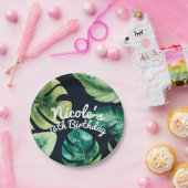 緑の熱帯葉ブラックサマーエレガントマーパーティー ペーパープレート (パーティー)