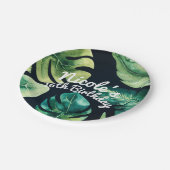 緑の熱帯葉ブラックサマーエレガントマーパーティー ペーパープレート (アングル)