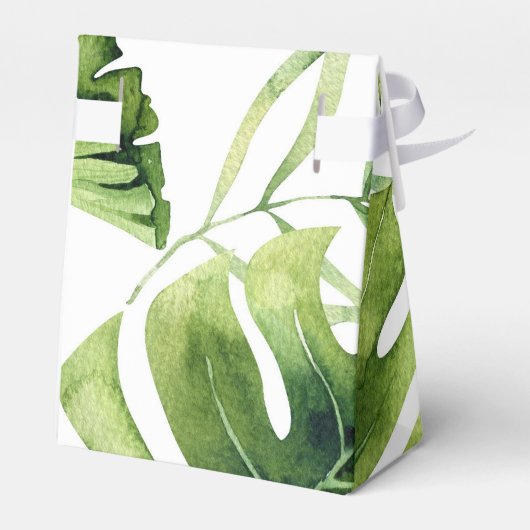 緑の熱帯葉国の白のエレガントな結婚式の好意 フェイバーボックス (裏面サイド)