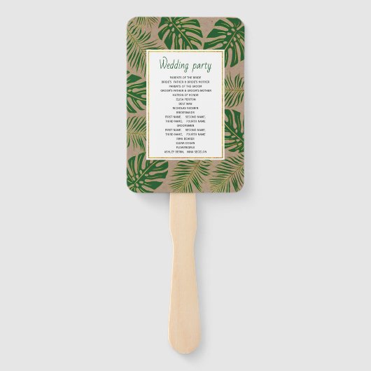 緑の熱帯葉国の素朴な結婚式 ハンドファン (裏面)