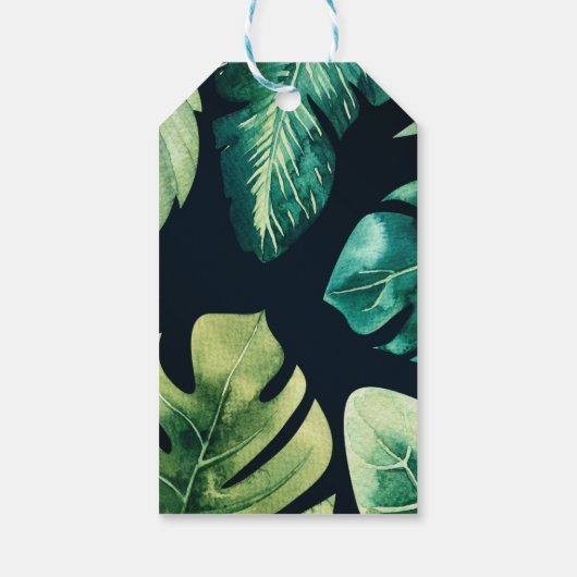 緑の熱帯葉国産ブラックエレガントな結婚祝い ギフトタグ (裏面)