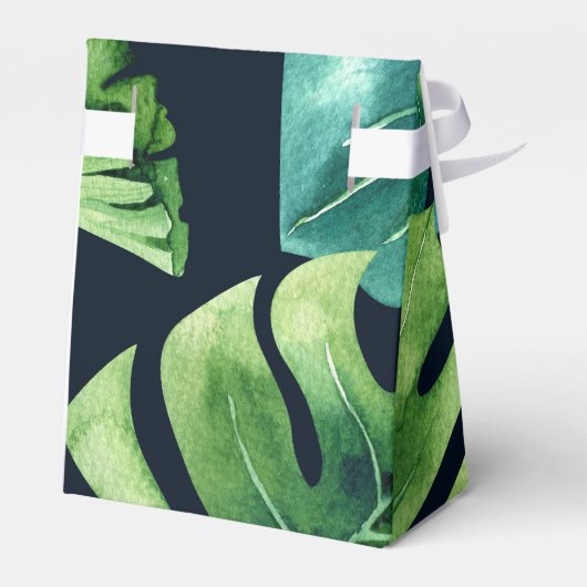 緑の熱帯葉国産ブラックエレガントな結婚祝い フェイバーボックス (裏面サイド)