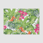 緑の熱帯葉産の花ピンク 薄葉紙 (正面)