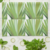 緑の熱帯葉産型 キッチンタオル (折り畳み)