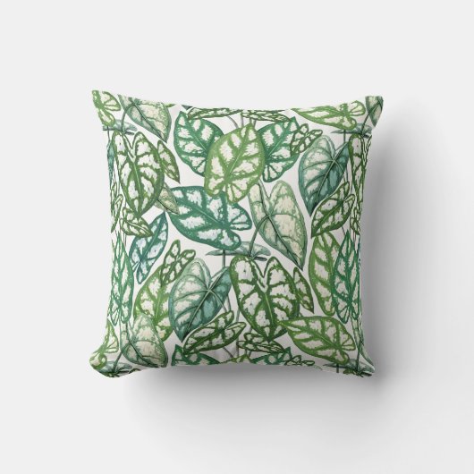 緑の熱帯葉産型 クッション (正面)