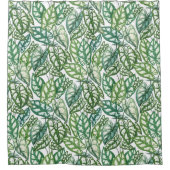 緑の熱帯葉産型 シャワーカーテン (正面)