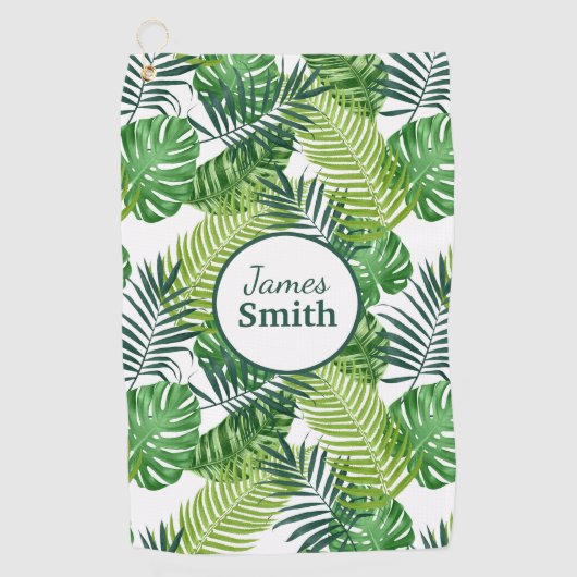 緑の熱帯葉産物名 ゴルフタオル (正面)