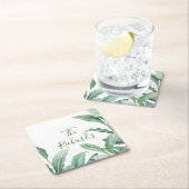 緑の熱帯葉産物名 スクエアペーパーコースター (インサイチュ)