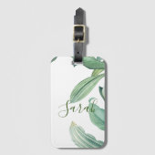 緑の熱帯葉産物名 ラゲッジタグ (正面縦)