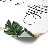 緑の熱帯葉金ゴールドカードとギフトのサイン ポスター (角)