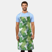 緑の熱帯葉 エプロン (着用した状態)