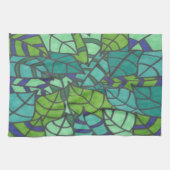 緑の熱帯葉  キッチンタオル (横)