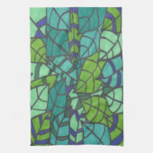 緑の熱帯葉  キッチンタオル (縦)