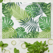緑の熱帯葉 キッチンタオル (折り畳み)