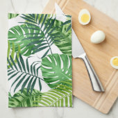 緑の熱帯葉 キッチンタオル (四つ折り)