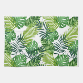 緑の熱帯葉 キッチンタオル