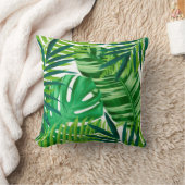 緑の熱帯葉 クッション (ブランケット)