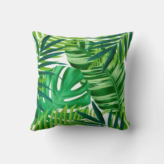 緑の熱帯葉 クッション (裏面)