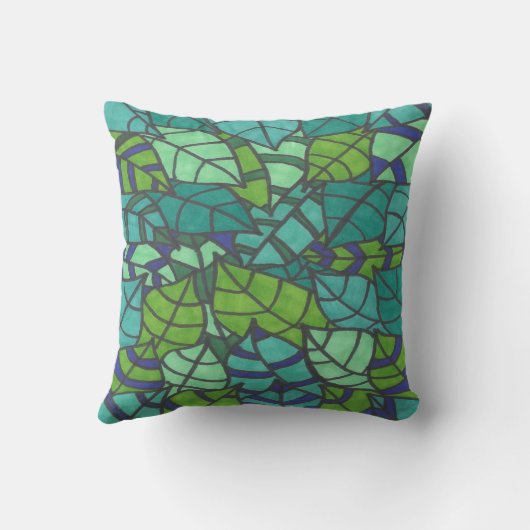 緑の熱帯葉 クッション (裏面)