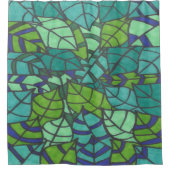 緑の熱帯葉 シャワーカーテン (正面)