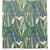 緑の熱帯葉 シャワーカーテン (正面)